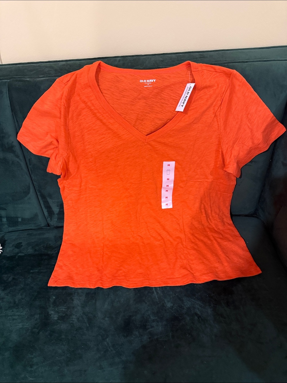 Old Navy Bright Orange V-Neck Short Sleeve Tee